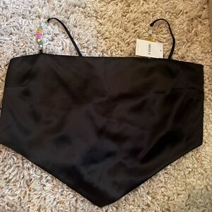 NWT Black bandana tie top with beaded strap